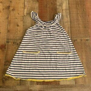 Mini boden girls size 9-10 YR striped racerback pom pom detail mini dress
